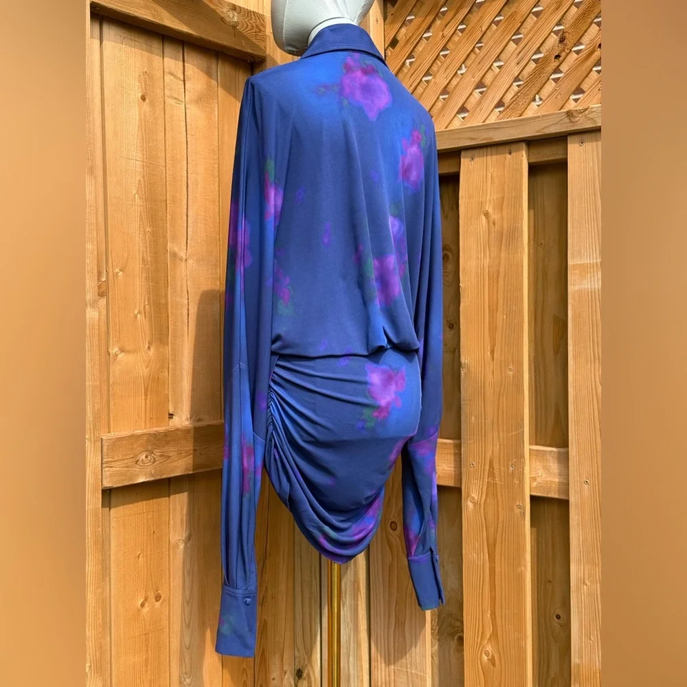 🆕 RAT & BOA 🧿 NWOT Volana Blue and Purple Floral Printed Cowl Neck Mini, Sz XS - Picture 10 of 17